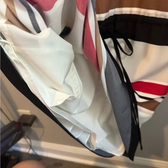 NWT DKNY Striped Mini Dress in Black, Cream, Tan, Red. Sz XL - Picture 9 of 10